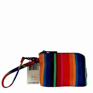 NWT Vera Bradley Zip Top Pride Pouch Water-Repellent Bright Stripe Pattern